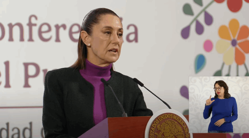 Live: Claudia Sheinbaum, Mañanera del Pueblo. Captura.-The Border Reports